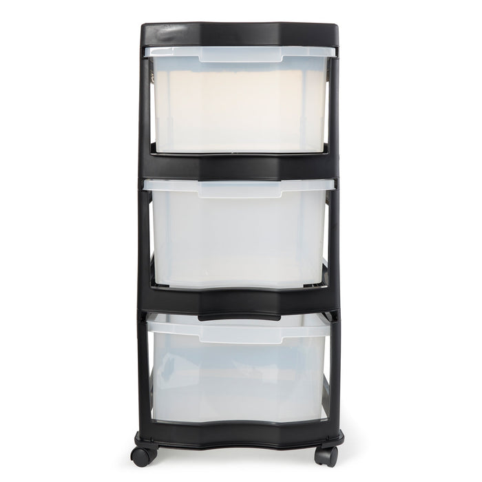 Life Story Classic 3 Shelf Storage Organizer Plastic Drawers, Black (3 Pack)