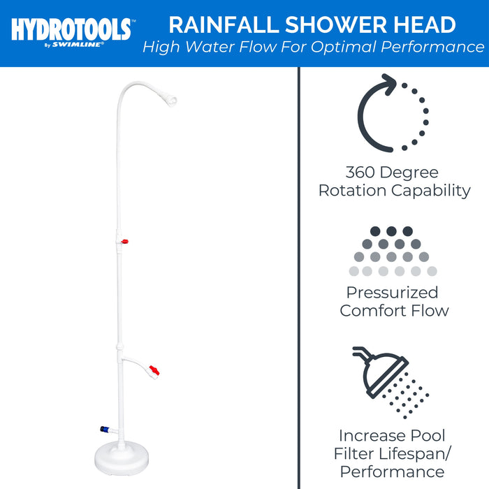 HYDROTOOLS by Swimline 7' Poolside Outdoor Shower, Adjustable Head & Foot Spigot