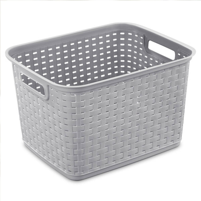 Sterilite 12736 Tall Weave Plastic Laundry Hamper Storage Basket, Gray (12 Pack)