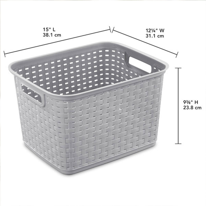 Sterilite 12736 Tall Weave Plastic Laundry Hamper Storage Basket, Gray (12 Pack)