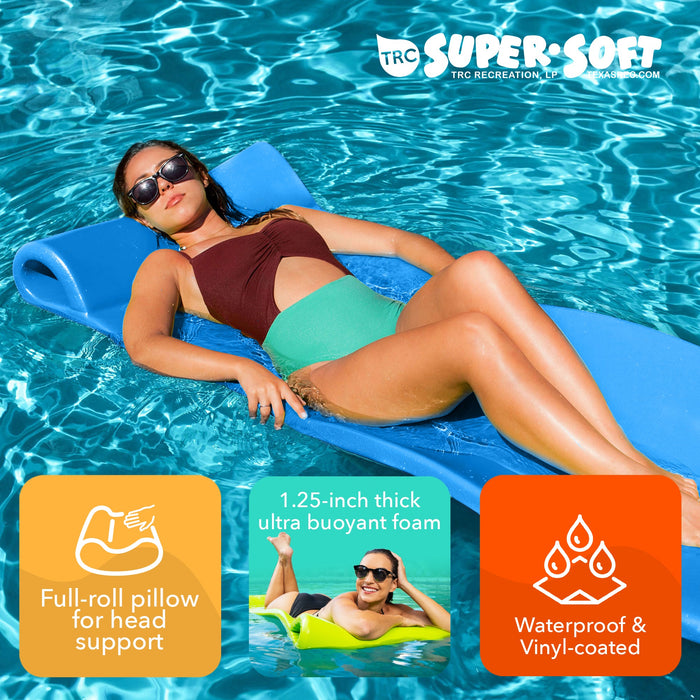 Texas Recreation Splash 70 Inch Foam Raft Lounger Pool Lake Float, Blue (4 Pack)