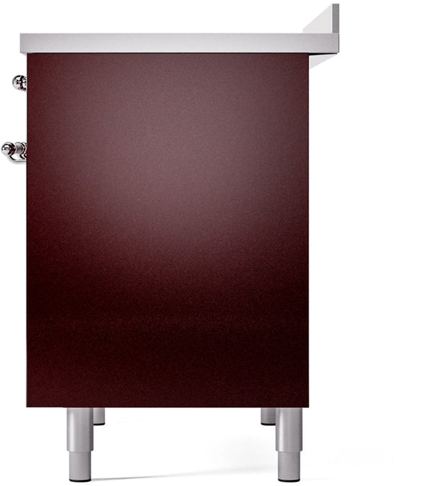 ILVE Nostalgie II 40" Induction Range with Element Stove and Electric Oven in Burgundy with Chrome Trim, UPDI406NMPBUC