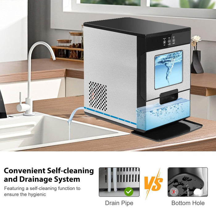 55lbs/24H Countertop Nugget Ice Maker Self-Cleaning Ice Machine with Ice Scoop and Drip Tray