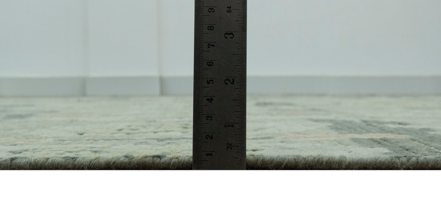 Modern Ikat Design Silver And Blue  8X10 Hand Knotted wool rug