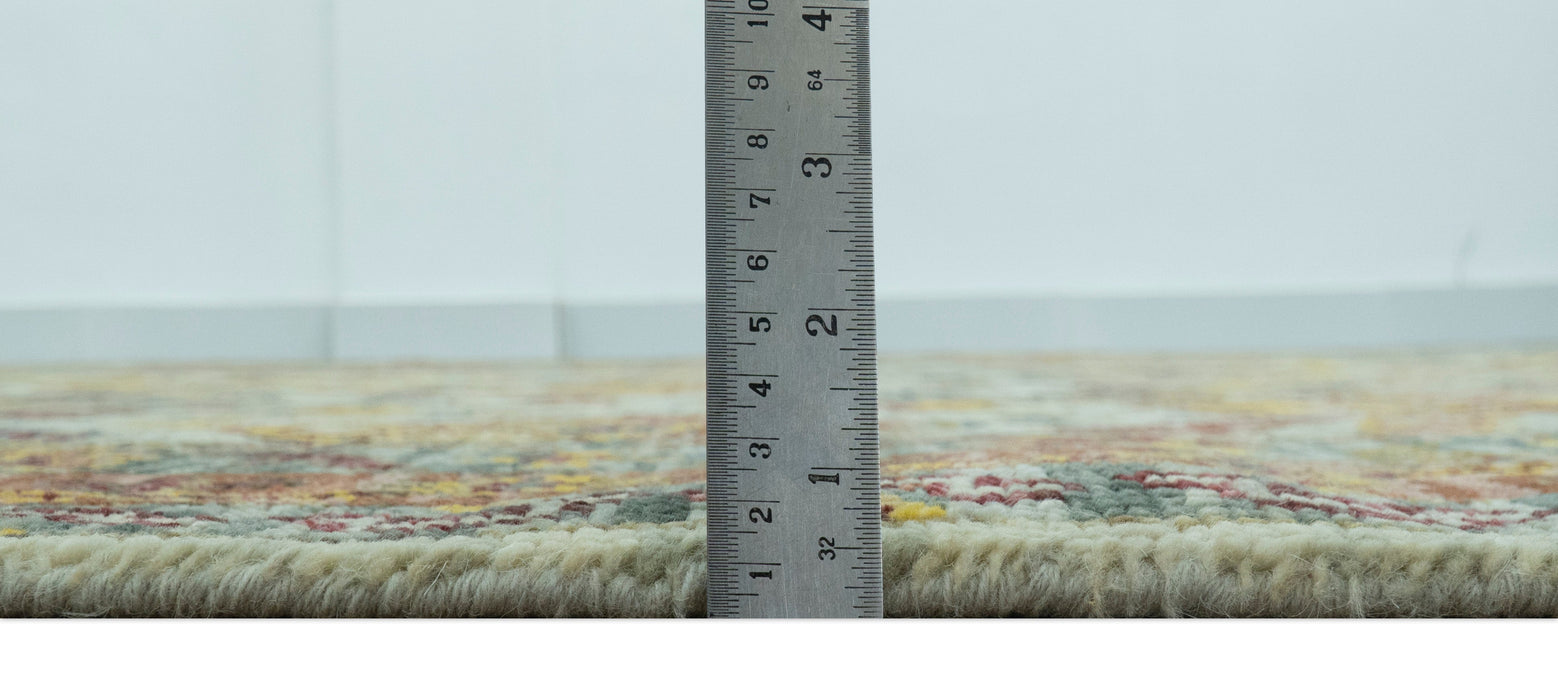 Custom Made Transitional Silver, Gold and Gray Hand Knotted Wool Rug