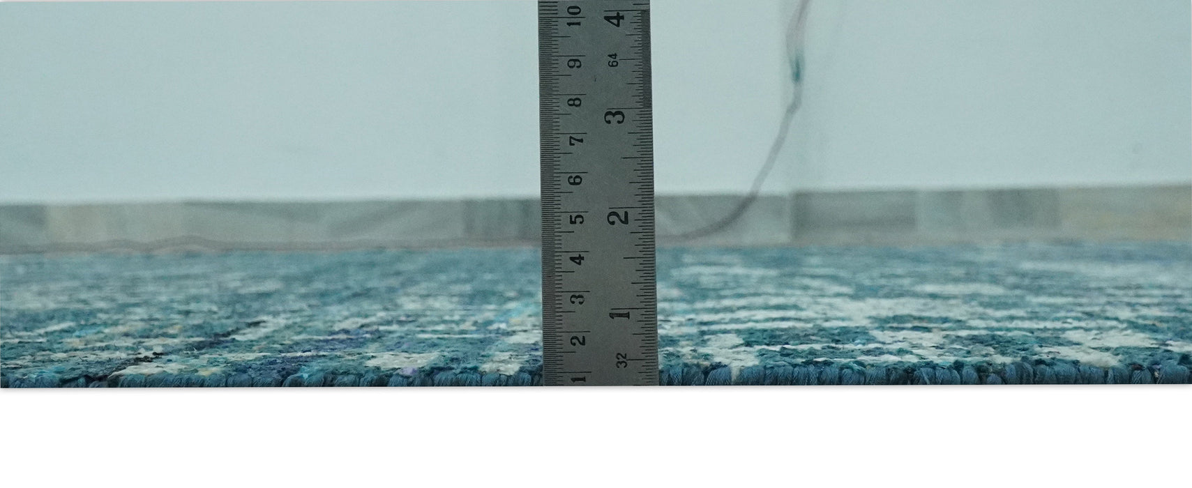 Modern Abstract Hand Knotted Teal and Ivory Contemporary Recycled Silk Area Rug