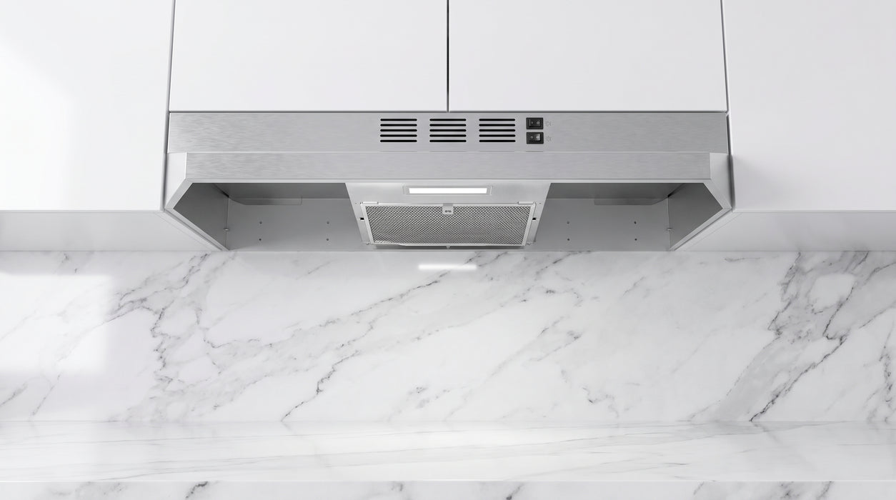 Forno Cappa 30-Inch Under Cabinet Range Hood, Stainless Steel, 200 CFM, Convertible, LED Lighting