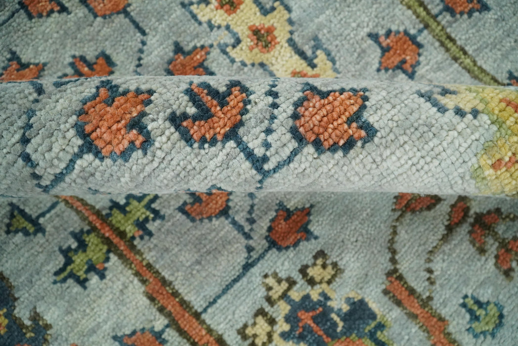 Hand Knotted Rust and Blue Traditional Turkish Tree of Life Multi Size Wool Rug
