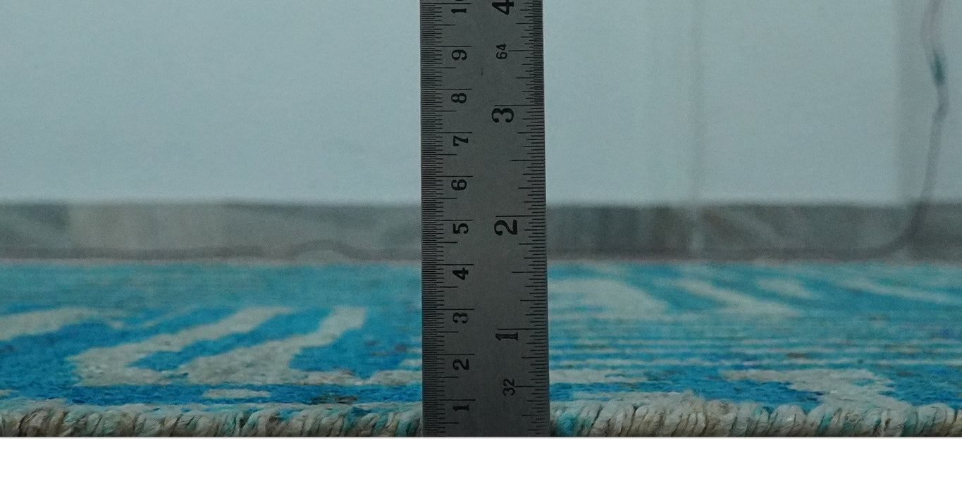 Modern stripes design Blue and Beige 5x8 Hand knotted wool area rug