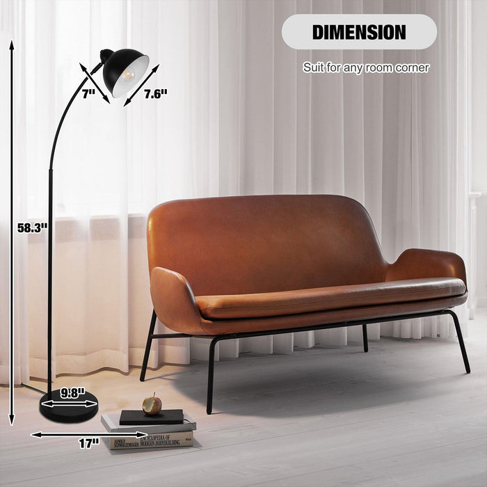 Modern Standing Floor Lamp with Adjustable Metal Shade 8W LED Bulb Foot Switch Tall Stand Up Floor Lamp, Black