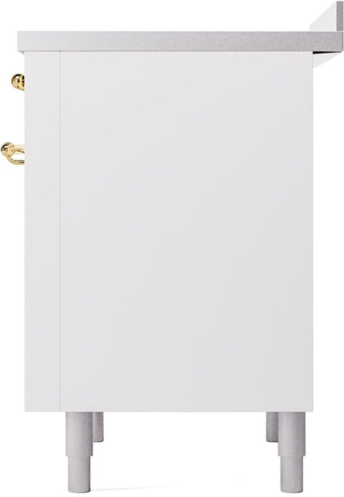 ILVE Nostalgie II 36" Induction Range with Element Stove and Electric Oven in White with Brass Trim, UPI366NMPWHG