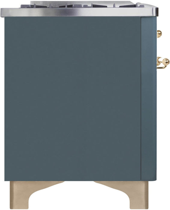 ILVE Majestic II 40" Dual Fuel Natural Gas Range in Blue Grey with Brass Trim, UMD10FDNS3BGG