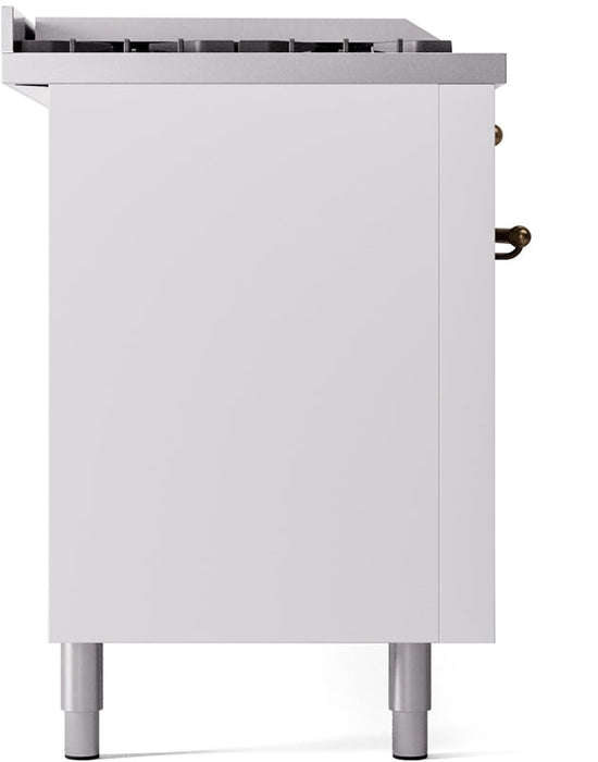 ILVE Nostalgie II 60" Dual Fuel Natural Gas Range in White with Bronze Trim, UP60FSNMPWHB