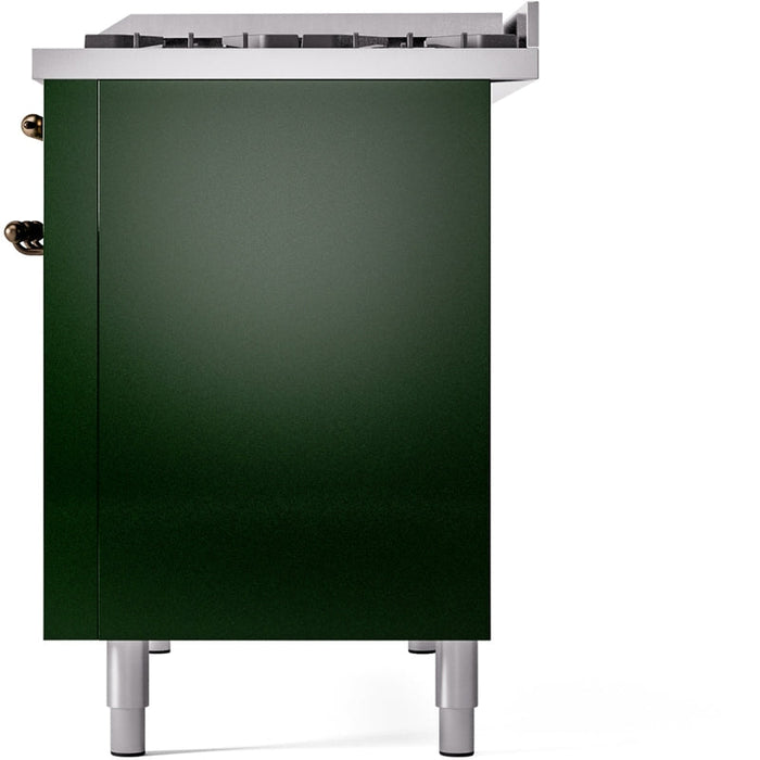 ILVE Nostalgie II 48" Dual Fuel Natural Gas Range in Emerald Green with Bronze Trim, UP48FNMPEGB