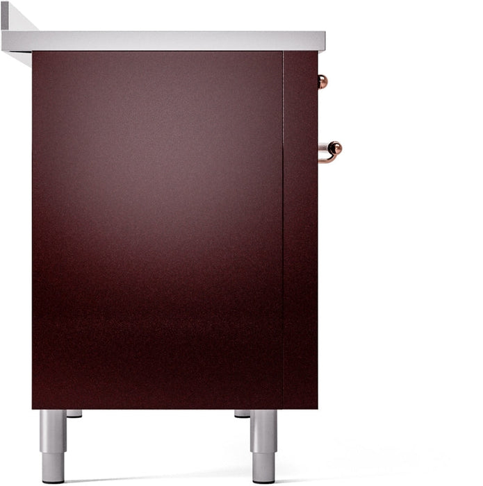 ILVE Nostalgie II 48" Induction Range with Element Stove and Electric Oven in Burgundy with Copper Trim, UPI486NMPBUP