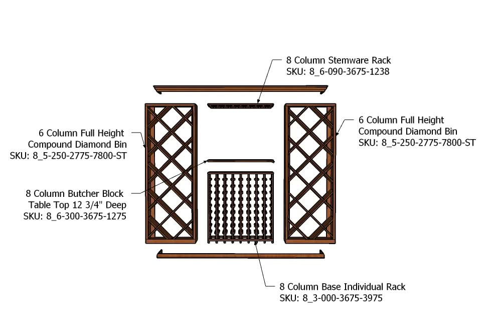 8 Foot Wine Cellar Storage System | 390 Bottle Capacity