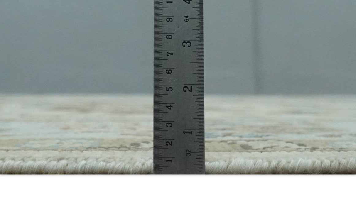 Hand Knotted Beige and Ivory Multi Size Traditional Oushak Wool Area Rug