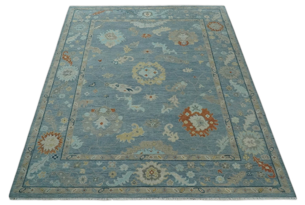 Silver and Beige Hand knotted Traditional Multi Size Oushak Wool Area Rug