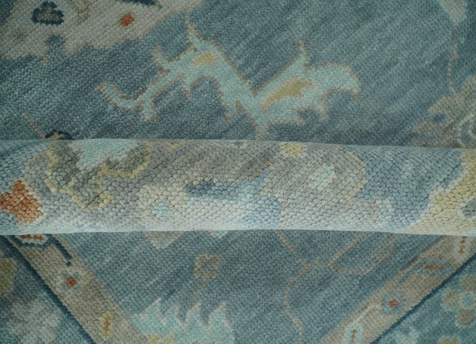 Silver and Beige Hand knotted Traditional Multi Size Oushak Wool Area Rug