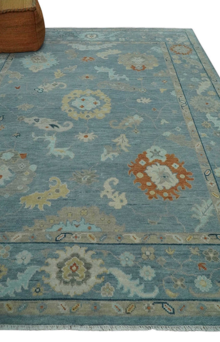 Silver and Beige Hand knotted Traditional Multi Size Oushak Wool Area Rug