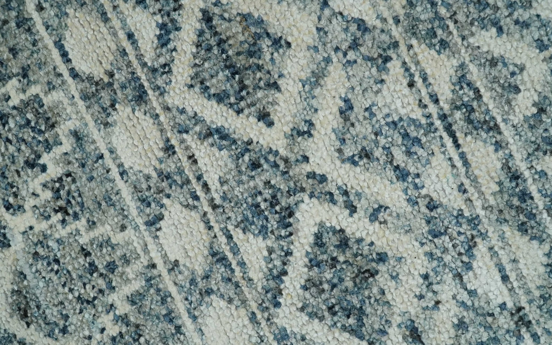 8x10, 9x12 and 10x14 Hand Knotted Blue, Beige and Camel Modern Contemporary Southwestern Tribal Trellis Recycled Silk Area Rug | OP13