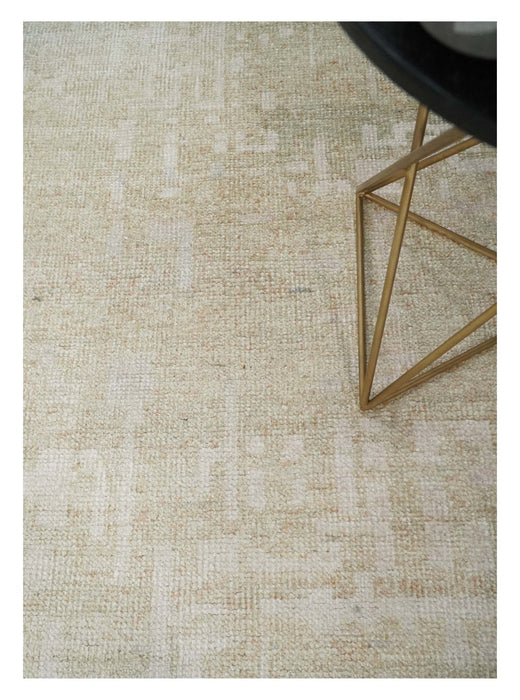 8x10, 9x12 and 10x14 Hand Knotted Ivory and Beige Modern Abstract Contemporary Recycled Silk Area Rug | OP14