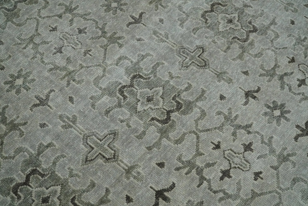 8x10, 9x12 and 10x14 Hand Knotted Wool Blend Silver and Brown Area Rug  | EMP7