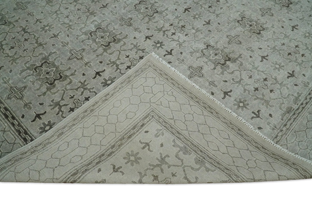 8x10, 9x12 and 10x14 Hand Knotted Wool Blend Silver and Brown Area Rug  | EMP7