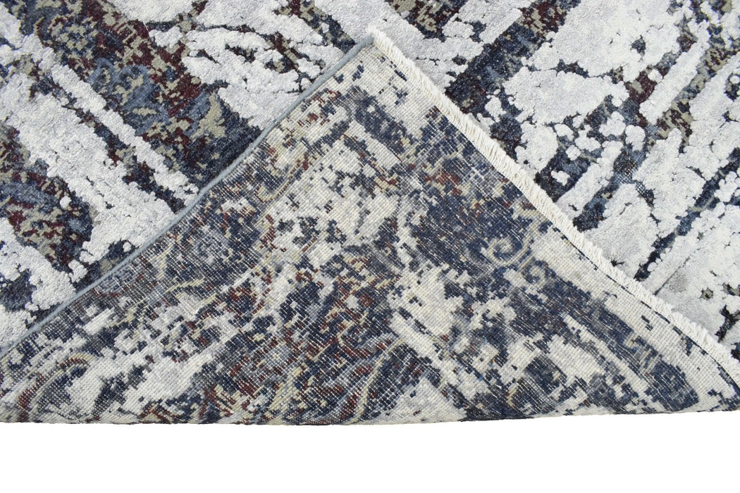 8x10 Luxury Blue Real Silk and Wool Abstract Design Handmade Area Rug