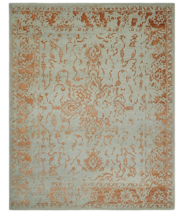 8x10 Beige and Peach Modern Abstract Hand Knotted Wool and Bamboo Silk Area Rug