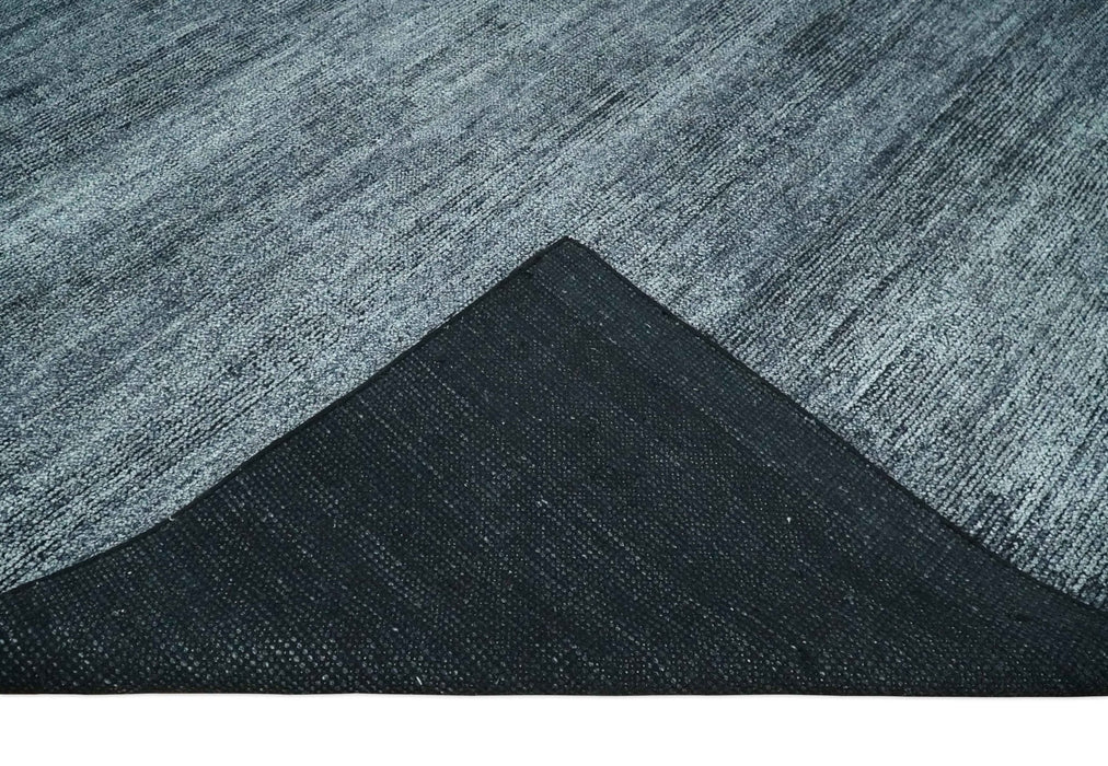 8x10 Charcoal and Silver Blended Hand knotted Bamboo Silk Area Rug