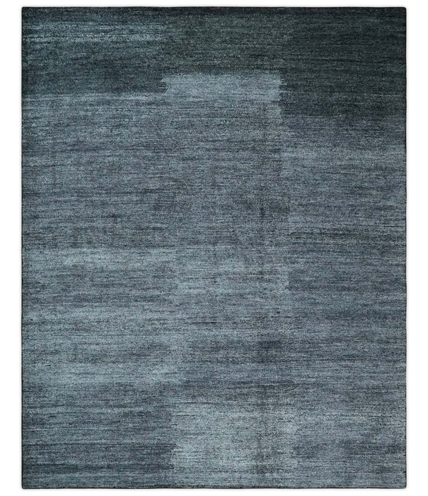 8x10 Charcoal and Silver Blended Hand knotted Bamboo Silk Area Rug