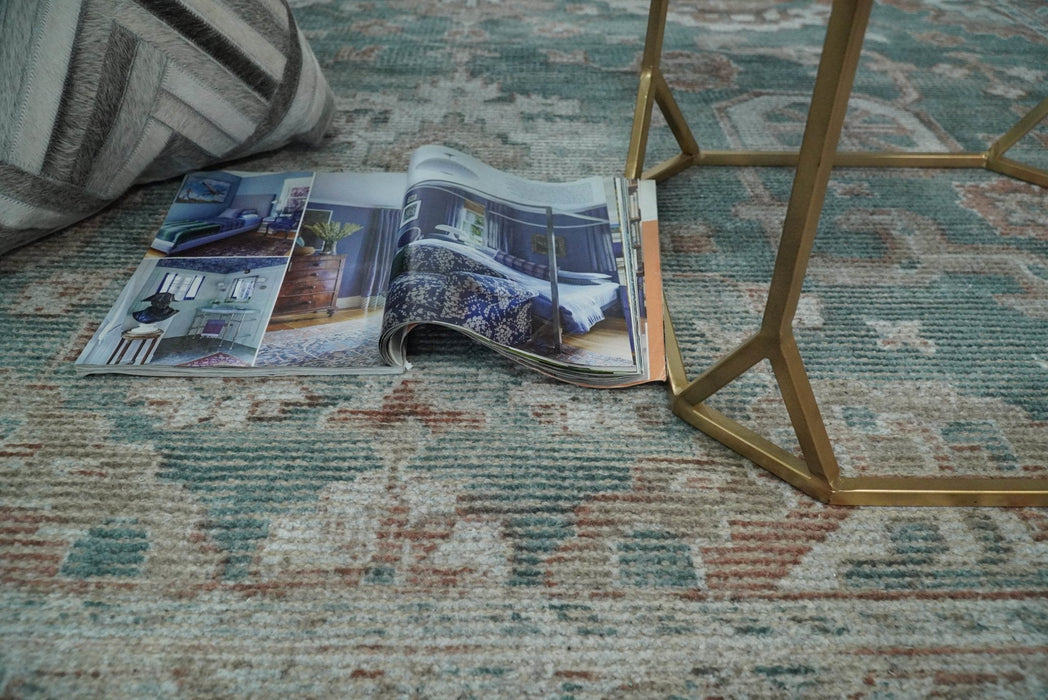 8x10 Green and Ivory Rug | Handmade Floral Area rug made with wool blended with art silk Low Pile  | PR03