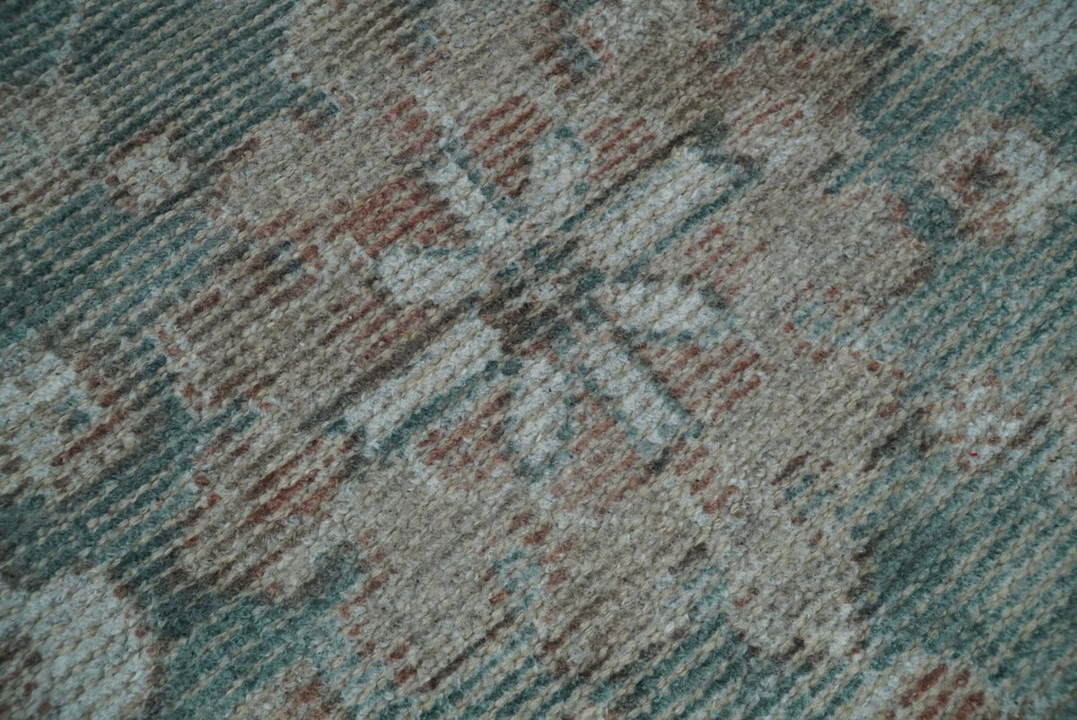 8x10 Green and Ivory Rug | Handmade Floral Area rug made with wool ble