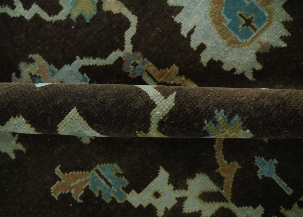 8x10 Hand Knotted Olive and Green Traditional Persian Oushak Wool Rug | AC3810