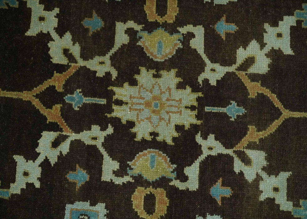 8x10 Hand Knotted Olive and Green Traditional Persian Oushak Wool Rug | AC3810