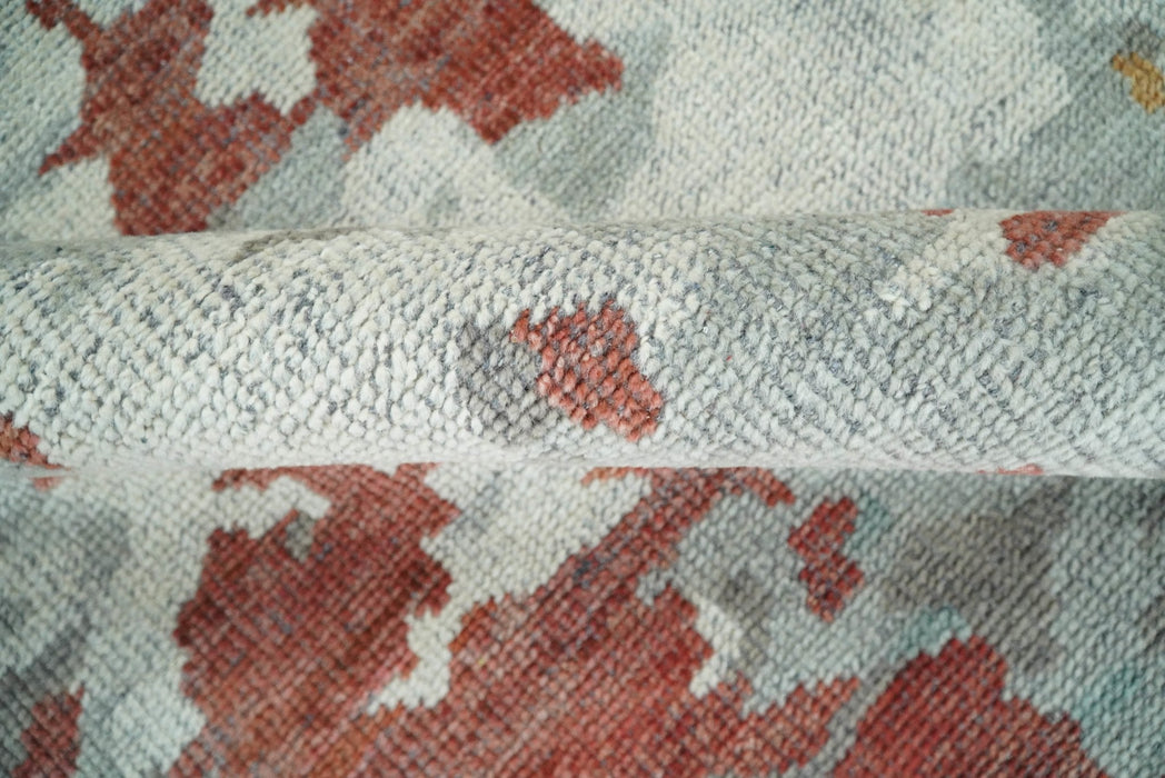 8x10 Hand Knotted Rust and Gray Modern Abstract Low Pile Contemporary Wool Rug | TRD2651