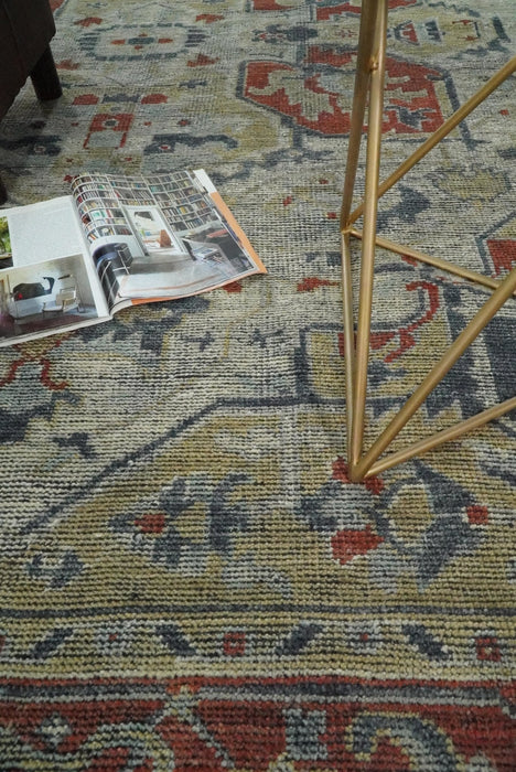 Vintage Style Distressed finished Silver, Beige and Brown Traditional Heriz Hand Knotted Multi Size wool Area Rug