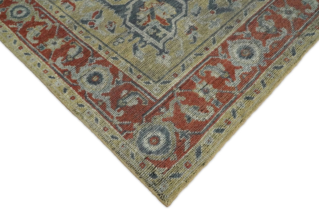 Vintage Style Distressed finished Silver, Beige and Brown Traditional Heriz Hand Knotted Multi Size wool Area Rug