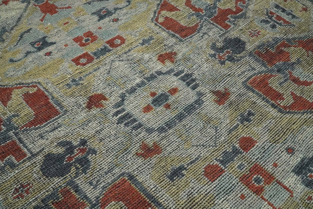 Vintage Style Distressed finished Silver, Beige and Brown Traditional Heriz Hand Knotted Multi Size wool Area Rug