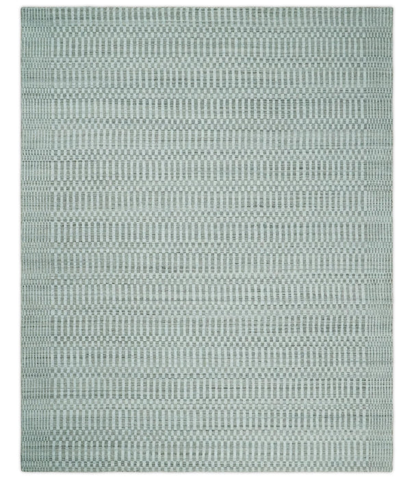 8x10 Hand Made Modern Trellis Ivory and Brown Scandinavian Blended Wool Flatwoven Area Rug | KE7