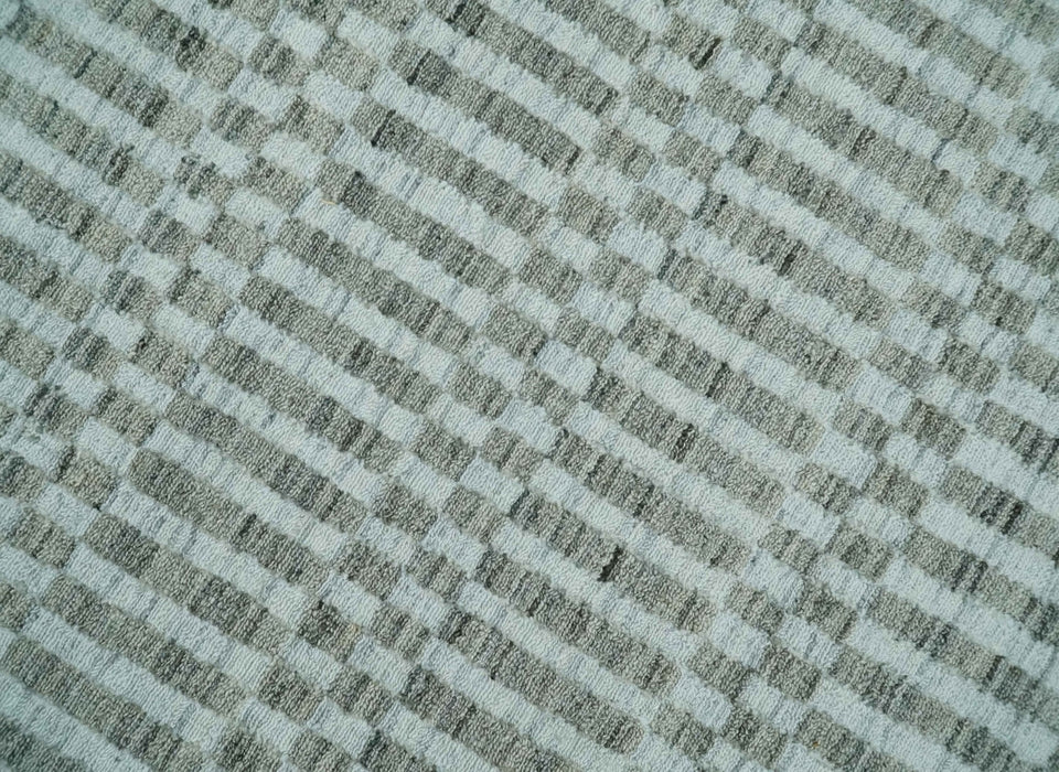 8x10 Hand Made Modern Trellis Ivory and Brown Scandinavian Blended Wool Flatwoven Area Rug | KE7