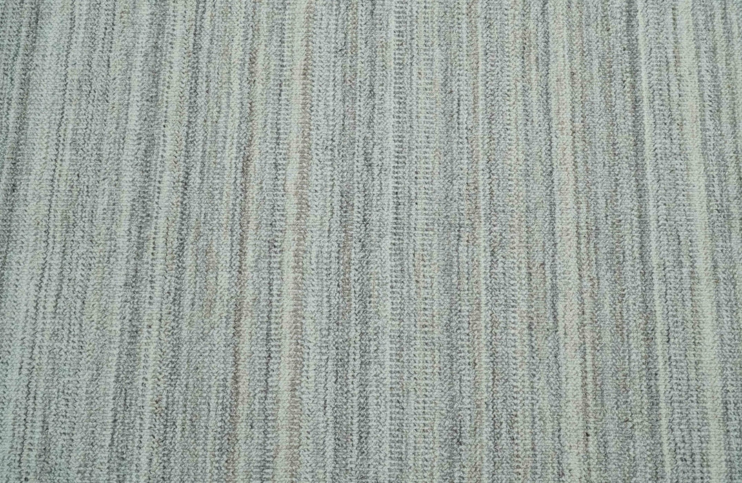 8x10 Hand Made Solid Camel, Ivory and Brown Scandinavian Blended Wool Flatwoven Area Rug | KE24
