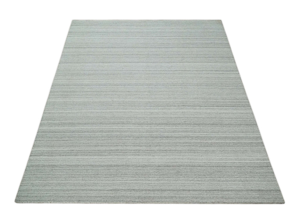 8x10 Hand Made Solid Camel, Ivory and Brown Scandinavian Blended Wool Flatwoven Area Rug | KE24