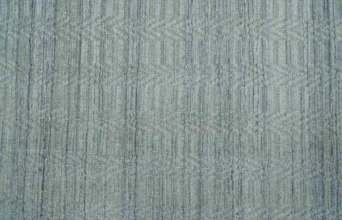 8x10 Hand Made Solid Silver And Gray Blended Wool Flatwoven Area Rug