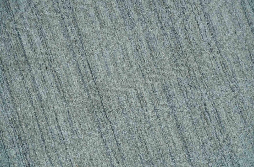 8x10 Hand Made Solid Silver, Gray and Brown Scandinavian Blended Wool Flatwoven Area Rug | KE12