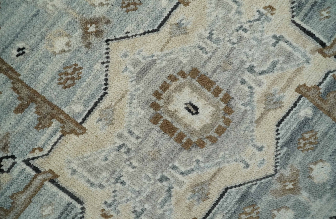 8x10 Ivory, Beige and Silver Traditional Hand Knotted Wool Area Rug