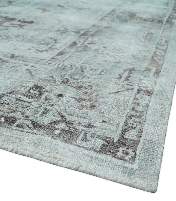 8x10 Ivory, Brown and Gray Modern Oushak Handmade Art Silk Area Rug
