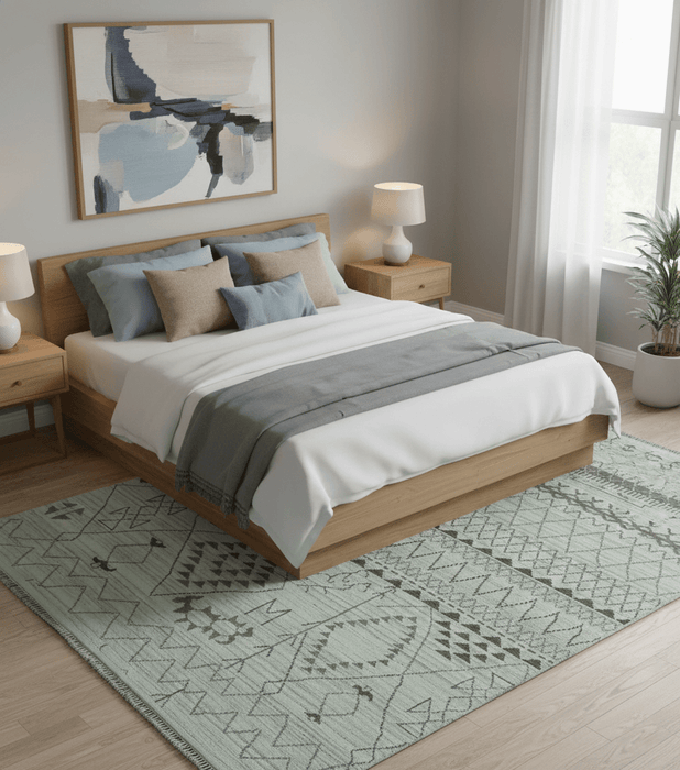 8x10 Ivory, Gray and Charcoal Hand Knotted Multi size Southwestern wool area Rug