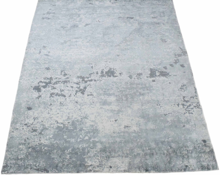 Gray Modern Abstract Design Hand Loom 8x10 Viscose Rug